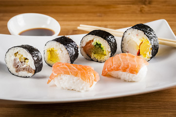 Japanese food - Sushi on white plate