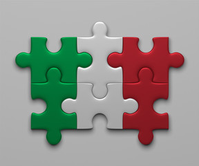 Obraz premium Italian flag of puzzle pieces