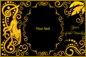 vector template with sign chinese horoscope monkey