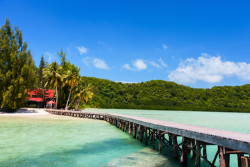 Fototapeta na wymiar Beautiful tropical beach at exotic island in Pacific