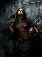 Beautiful female in ancient armor