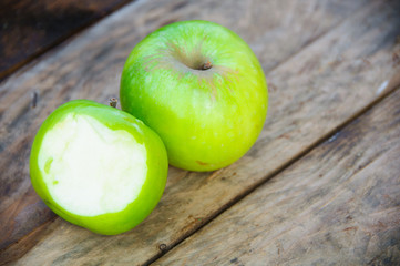 Apple on wooden background, Fruit or healthy fruit