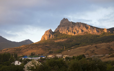 View of the village of Koktebel and mountains.
