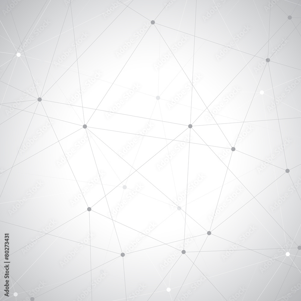 Poster geometric gray background. molecule and communication background