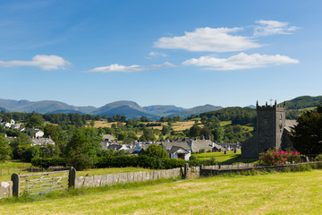 Beautiful English village Lake District Hawkshead Cumbria uk