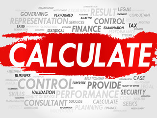 CALCULATE word cloud, business concept