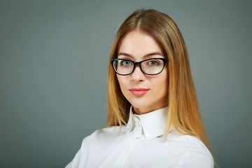 Portrait of Business Woman Wearing Glasses