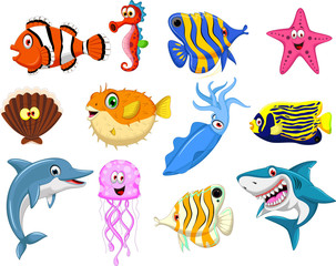 Fototapeta premium sea life cartoon collection