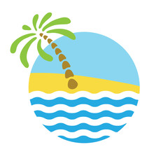 Fototapeta na wymiar Tropical palm on island with sea.
