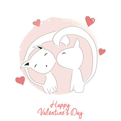 Two cats kissing, happy Valentine's day