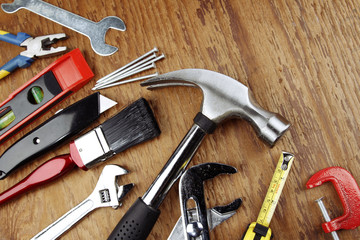 Assorted wools on wood