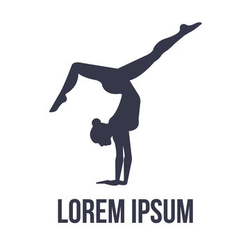 Acrobatic gymnastics logo with woman silhouette