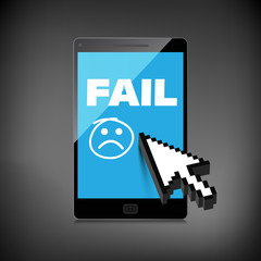 Fail and lost concepts display on High-quality smartphone screen