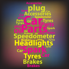 Text cloud. Car wordcloud. Tag concept. Vector illustration.