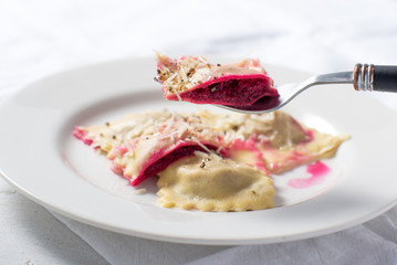 Homemade roasted beet ravioli Pasta