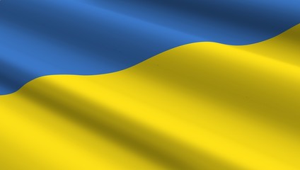 Ukrainian flag background. Computer generated 3D photo rendering