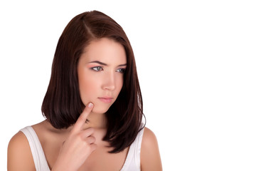 Naklejka premium Woman thinking and looking up