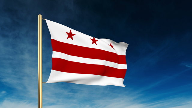 washington dc flag slider style. Waving in the win with cloud