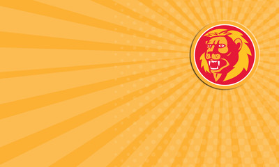Business card Angry Lion Head Roar Circle Retro