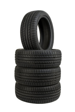 Set of tires isolated on white