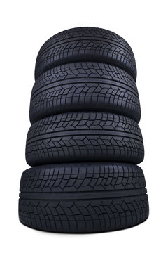Unique perspective of black tires