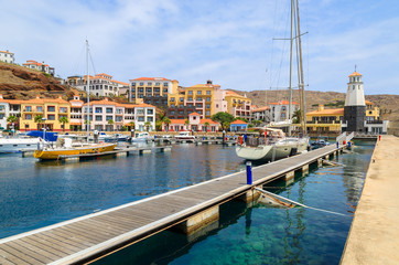 Fototapeta premium View of yacht port on coast of Madeira island, Portugal