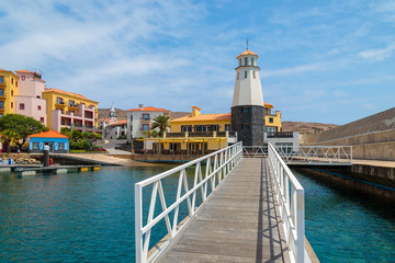 Lighthouse in beautiful port, Madeira island, Portugal