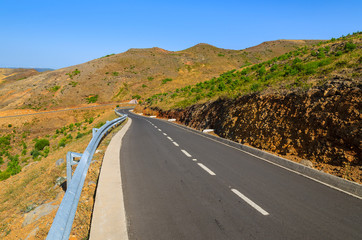 Scenic road in mountain landscape of Madeira island, Portugal