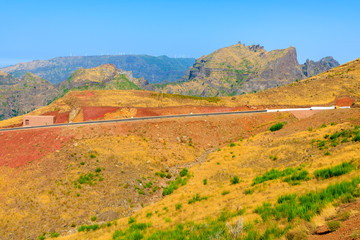 Scenic road in mountain landscape of Madeira island, Portugal