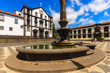Fototapeta premium Square with historic buildings in Funchal city, Madeira island