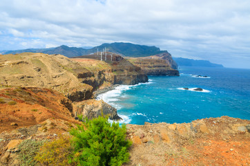 Fototapeta na wymiar Beatiful coast with high cliffs on Madeira island, Portugal