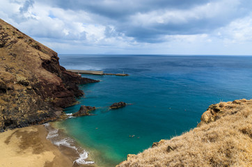 Fototapeta na wymiar Tropical Prainha beach on coast of Madeira island, Portugal