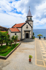 Fototapeta na wymiar Typical church in a village on coast of Madeira island, Portugal