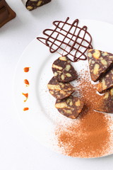 chocolate sausage with decorations