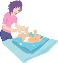 Woman Changing Nappy