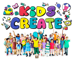 Kids Create Creativity Design Ideas Colorful Concept