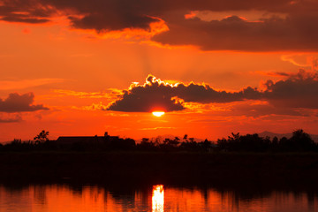 beautiful sunset and clouds.