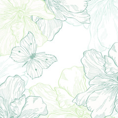 Card with butterfly and  flowers