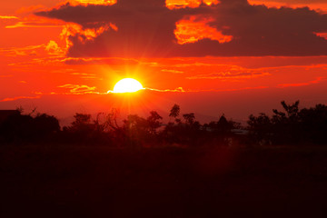 beautiful sunset and clouds.