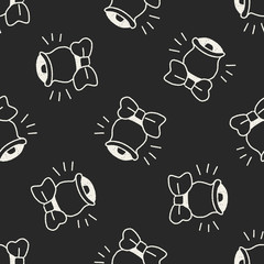 Christmas bell doodle drawing seamless pattern background