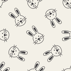 animal rabbit doodle drawing seamless pattern background