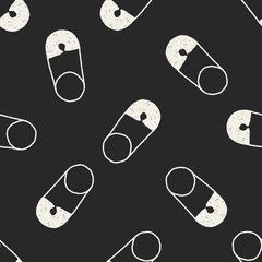 safety pin doodle drawing seamless pattern background