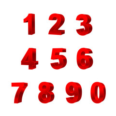 collection of numbers isolated on white background 3D