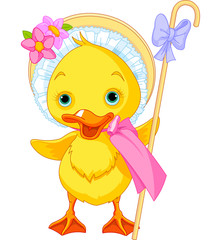 Easter Duckling with shepherdess staff