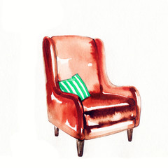 Fototapeta premium chair . watercolor illustration