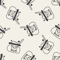 witch's pot doodle drawing seamless pattern background