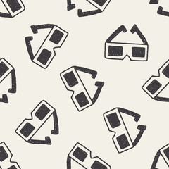 3D glassess doodle drawing seamless pattern background
