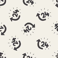 Obraz premium 24hours customer service drawing seamless pattern background