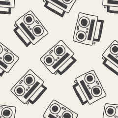 radio player doodle drawing seamless pattern background - 80289620