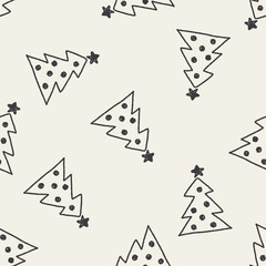 Christmas tree doodle drawing seamless pattern background